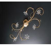 Plafoniera moderna oro con cristalli 6 luci LGT Teo pl6