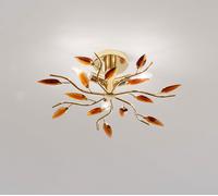 Plafoniera moderna oro con cristalli ambra 3 luci affra 2086 Crystallivs