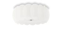 Plafoniera Moderna Ovalino Vetro Bianco 8 Luci E27
