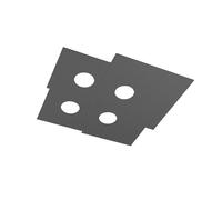 Plafoniera Moderna Plate Metallo Grigio Antracite 4 Luci Gx53