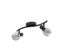 Plafoniera Moderna Pollica 2 Luci Acciaio Nero