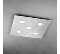 Plafoniera Moderna Quadrata Path Vetro Foglia Argento 5 Luci Gx53 [EEK: A++]