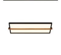 Briloner - Plafoniera LED con legno, luce indiretta, bianco caldo 3.000K, lampada LED, plafoniera LED, lampada soggiorno, pannello LED, lampada cucina, illuminazione a soffitto, 60,5x20x4,5 cm, nero