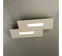 Plafoniera Moderna Rett. 2 Moduli Wally Metallo Sabbia 2 Luci 2G11 52Cm