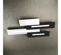 Plafoniera Moderna Rett. 3 Moduli Wally Metallo Bianco E Nero 4 Luci 2G11 102Cm