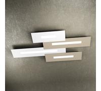 Plafoniera Moderna Rett. 3 Moduli Wally Metallo Bianco Sabbia 4 Luci 2G11 102Cm