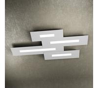 Plafoniera Moderna Rett. 3 Moduli Wally Metallo Grigio 4 Luci 2G11 102Cm