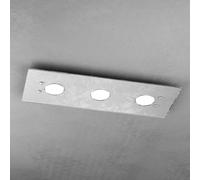 Plafoniera Moderna Rettangolare Path Vetro Foglia Argento 3 Luci Gx53 [EEK: A++]