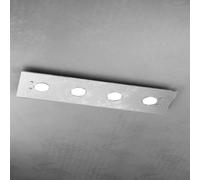 Plafoniera Moderna Rettangolare Path Vetro Foglia Argento 4 Luci Gx53 [EEK: A++]