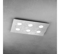 Plafoniera Moderna Rettangolare Path Vetro Foglia Argento 6 Luci Gx53 [EEK: A++]