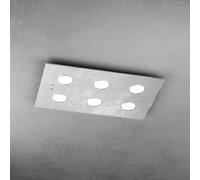Plafoniera Moderna Rettangolare Path Vetro Foglia Argento 6 Luci Gx53 [EEK: A++]