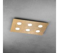 Plafoniera Moderna Rettangolare Path Vetro Foglia Oro 6 Luci Gx53 [EEK: A++]