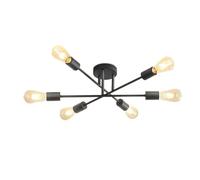 Plafoniera moderna semi da incasso, lampadario Sputnik nero a 6 luci per l'illuminazione della camera da letto, luce da cucina industriale