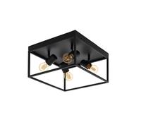 Eglo Plafoniera Silentina 4 luci - Acciaio nero, stile industriale, attacco E27