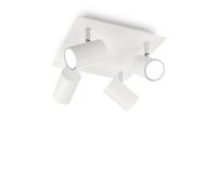 Plafoniera Moderna Spot Metallo Bianco 4 Luci Gu10