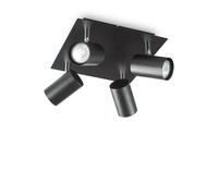 Plafoniera Moderna Spot Metallo Nero 4 Luci Gu10