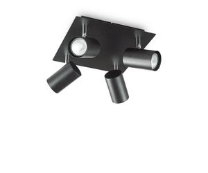 Plafoniera Moderna Spot Metallo Nero 4 Luci Gu10