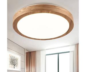 Plafoniera Moderna Tava Wood Plastica Effetto Legno Led Integrato 36w 50cm