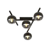 Plafoniera Moderna Teti Acciaio Nero 4 Luci E14 Ip20