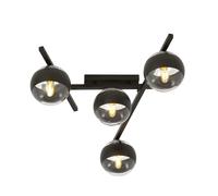 Plafoniera Moderna Teti Acciaio Nero 4 Luci E14 Ip20