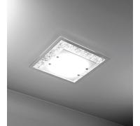 Plafoniera Moderna Tray Metallo Bianco Vetro Foglia Argento 2 Luci E27