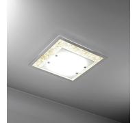 Plafoniera Moderna Tray Metallo Bianco Vetro Foglia Oro 4 Luci E27