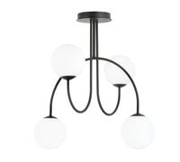 Plafoniera Moderna Utu 4 Luci In Acciaio Nero E Vetro Bianco 50 Cm [EEK: A++]