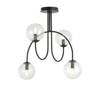 Plafoniera Moderna Utu 4 Luci In Acciaio Nero E Vetro Trasparente 50 Cm [EEK: A++]