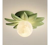 Plafoniera moderna verde per corridoio, design creativo a forma di luna, paralume bianco latte, lampada a fiori nordici, in resina, montaggio a semi-incasso, vicino a per il balcone dell'ingresso