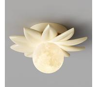 Plafoniera moderna verde per corridoio, design creativo a forma di luna, paralume bianco latte, lampada a fiori nordici, in resina, montaggio a semi-incasso, vicino a per il balcone dell'ingresso