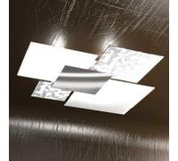 Plafoniera moderna vetro foglia argento 4 luci tpl 0787