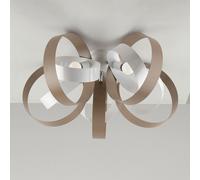 Plafoniera Moderno 5 Luci Cerchi Ferro Bianco e Tortora Serie Bolla