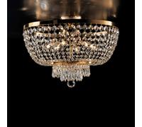 Plafoniera Mozart Ø50xH37 cm, Oro Lucido, Ferro e Ottone Dorato con Strass, 6xE14 - 42 Watt Max