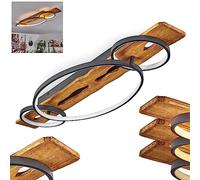 Plafoniera Nevogilde LED, plafoniera dimmerabile in metallo/legno/plastica in antracite/bianco naturale, dimmerabile, 4600 lumen, 3000 K, LED 40 Watt