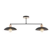 Plafoniera Nordica Ramachandra 2 Luci In Legno E Acciaio Nero