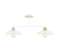 Plafoniera Nordica Siri 2 Luci In Legno E Acciaio Bianco