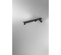 Plafoniera Oddy in alluminio colore nero con 3 faretti tondi d.6cm attacco GU10 orientabili