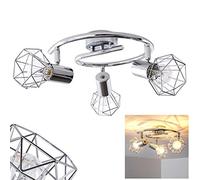 Plafoniera Orebro, plafoniera rotonda in metallo cromato, 3 luci, con faretti regolabili, 3 x attacco E14, spot dal design retrò/vintage, senza lampadina/e