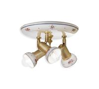 Plafoniera Orientabile Classica Savona Ceramica E Ottone Satinato 3 Luci E14