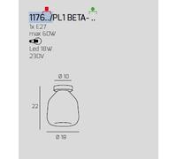 PLAFONIERA OTTONE SAT. VETRO BETA BLU 1176OS-PL1 BETA-BL