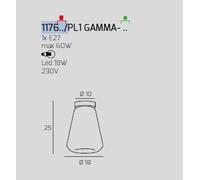 PLAFONIERA OTTONE SAT. VETRO GAMMA TRASPARENTE 1176OS-PL1 GAMMA-TR