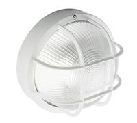 Plafoniera Ovale da Esterno 40W con Gabbia in Resina Sovil Bianca