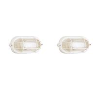 Plafoniera ovale in termoplastica - 1XE27 - PEZZI 02 (Bianco Con Griglia)