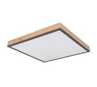 Plafoniera pannello LED pannello soffitto lampada da ufficio soffitto effetto legno grafite, ALU MDF, 24W 1500Lm bianco caldo, LxLxA 45x45x6,5 cm