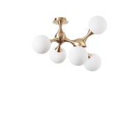 Plafoniera per soffitto ottone satinato 5 vetri bianco soffiato val4dl pl5/332