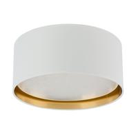 Plafoniera Piatto Rotondo Ø 45 CM Oro Bianco Blendarm Tessuto per 4x E27