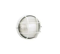 Applique Piccola Gabbia Industriale Tonda Alluminio E Vetro Bianco 1 Luce E27