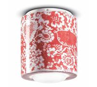 Plafoniera Piccola Vintage Decò Pi Ceramica Ming Rosso 1 Luce E27