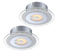 Plafoniera plafoniera LED rotonda lampada da ingresso cromata lampada da cucina, vetro parzialmente satinato, 5W 400lm bianco caldo, PxH 16x5,2 cm, set da 2