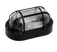 PLAFONIERA PLASTICA OVALE NERA VETRO E GRIGLIA 207X118mm ESTERNO 60W ROSI